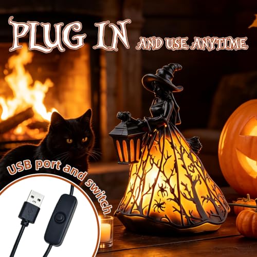 Halloween Witch Lamp Gothic LED Night Light Table Lamp Decor