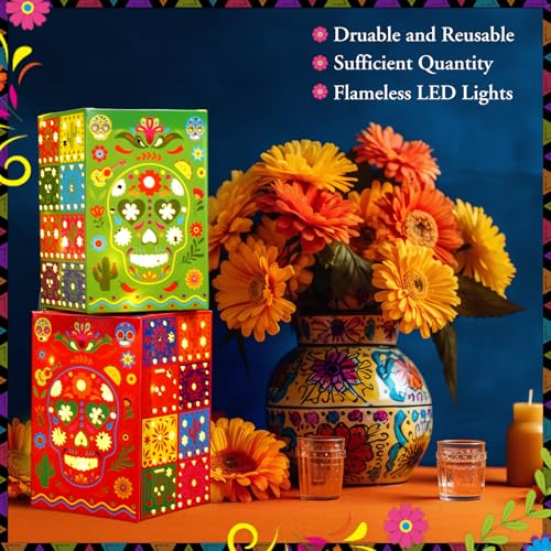24-Piece Day of the Dead Skull Candle Holder Set with Flameless LED Lights