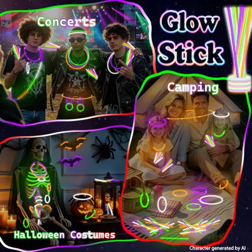 150-Piece Glow Stick Party Supplies Bulk Set with Necklaces & Bracelets - Halloween Neon Favors