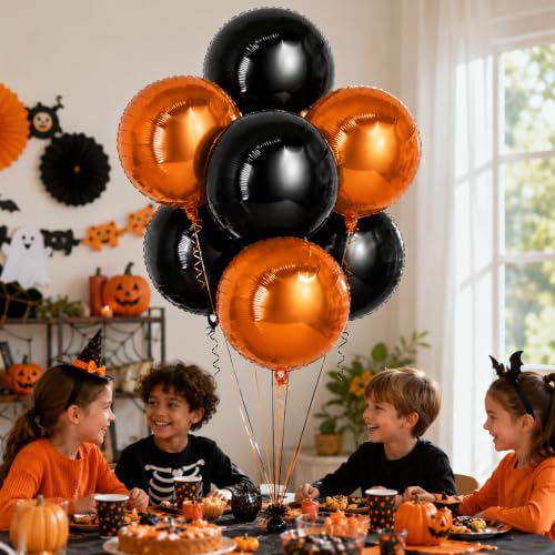 18 Inch Orange and Black Foil Balloons Set for Halloween & Fall Parties