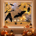 Halloween Window Clings Decorations - Extra Large Silhouette Spiders Bats Cobwebs, 5 Sheets, D Variation