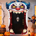 Halloween Creepy Clown Door Banner - Horror Scary Clown Backdrop for Party & Photo Booth