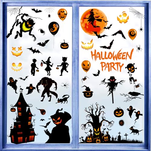 Halloween Window Clings Decorations Scary Monster Stickers - Halloween-Red Variation