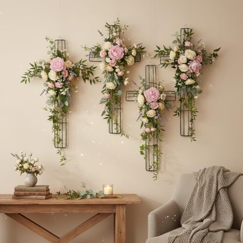 16 Inch DIY Iron Cross Wreath Frame for Crafts and Decorations