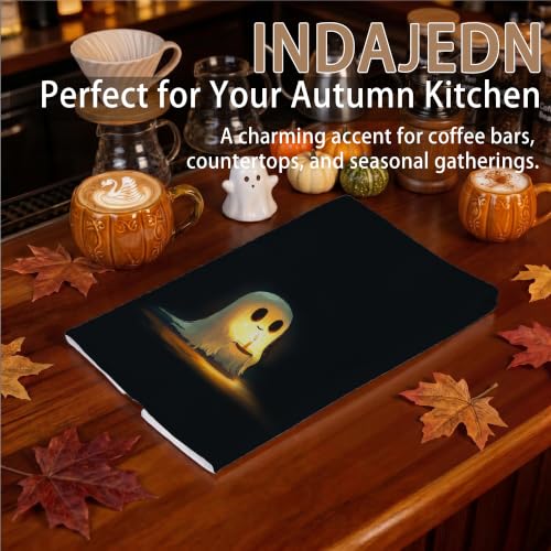 Halloween Ghost Kitchen Towels - Cute Ghost with Candle Design, 16x24 Inch Hand Towel