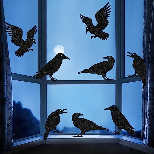 Halloween Decorations Glitter Raven Cutouts Set - 32 PCS Gothic Party Decor - Variation of THIS listing
