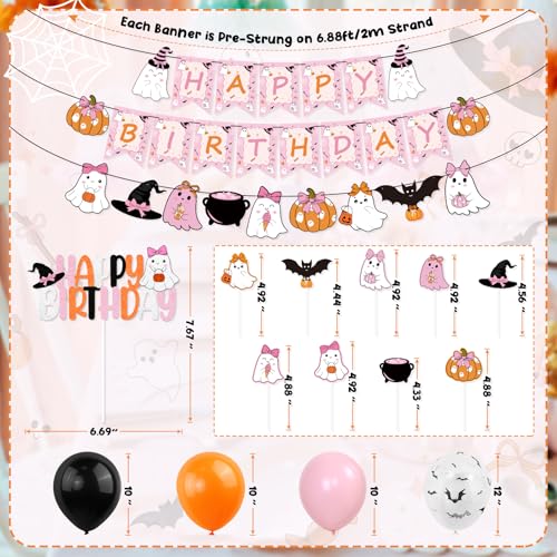 Halloween Birthday Decorations Kit with Banners, Balloons & Cake Toppers