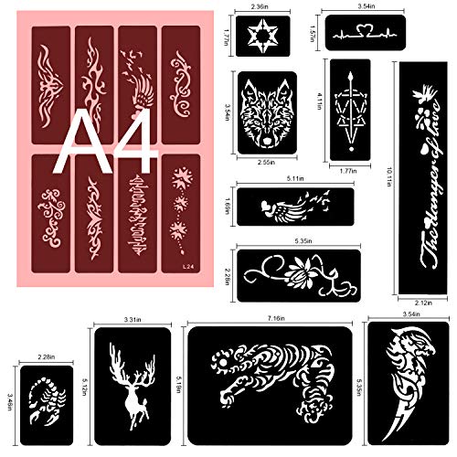 Large Temporary Tattoo Stencil Kit with 123 Patterns for Face & Body Art