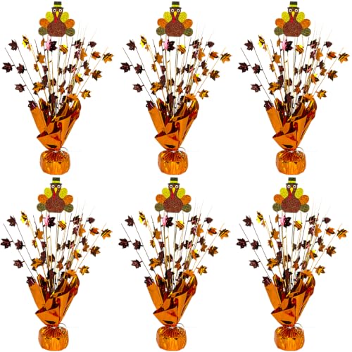 Thanksgiving Turkey Centerpiece with Maple Leaves Fall Table Decor - 6 Pack