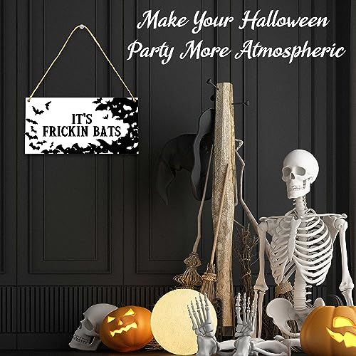 It's Frickin Bats Halloween Wooden Door Sign - Front Door Wall Decor, 5x10 Inches - Halloween Party & Nursery Decor