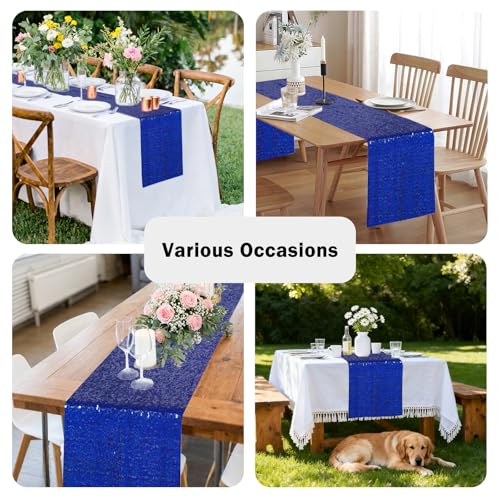 Royal Blue Sequin Table Runners 72 Inches Long - 10 Pack for Weddings & Parties