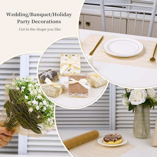 Gold Mesh Table Runner 11x106 Inches - 2 Pcs Thin Elegant Decor Variation of THIS listing