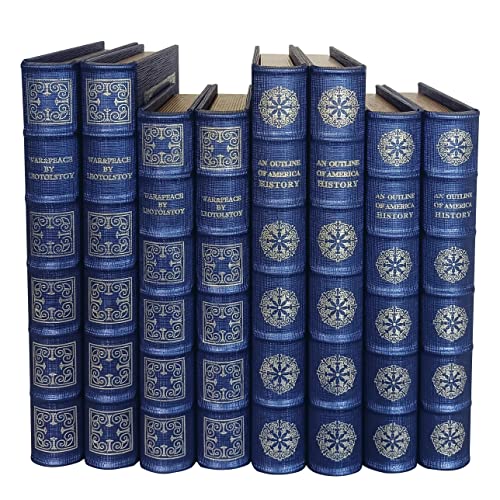 Decorative Faux Leather Book Boxes Set - Blue, Large & Small, Home Decor