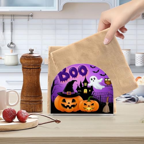 Halloween Night Pumpkin Acrylic Napkin Holder Lantern Bat Witch - Multi 53.17