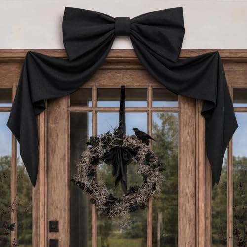 Giant 48x24 Inch Black Holiday Bow - Halloween & Christmas Tree Topper
