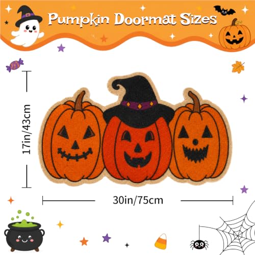 Halloween Door Mat Pumpkin Patterned Doormat 30x17in - Orange Variation