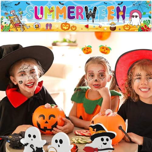 Summer Halloween Banner Decorations Backdrop - 1.6x8.2ft Vinyl Party Banner
