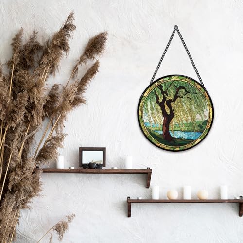 Willow Tree Suncatcher Stained Glass Window Hanging - Weeping Willow, Indoor Wall Art, Color15