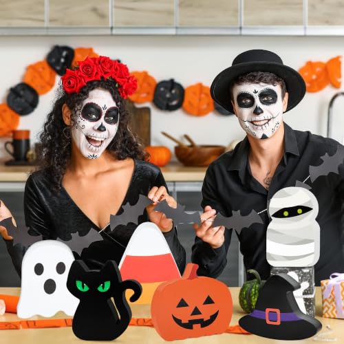 Halloween Wooden Decorations Set - 6 Pcs Table Signs - Ghost, Pumpkin & More - Variation of THIS listing