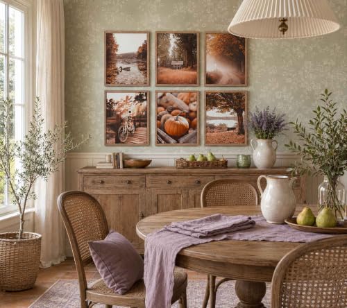 Autumn Landscape Canvas Wall Art Set - Fall Tree & Nature Posters, 16x12 Inches, Unframed - Seasonal Home Decor