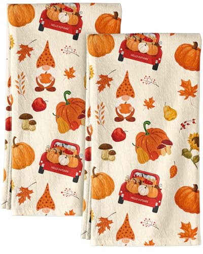 Kitchen Towels Set 2 Harvest Cotton Flax Sack Dish Hand Towels Quick Dry