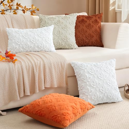 Artscope Rust Maple Leaf Fall Pillow Covers 16x16 Set of 2 Autumn Decor