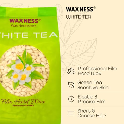 White Tea Cream Hard Wax Beads 2.2 lb - Stripless Professional Wax for Face & Body