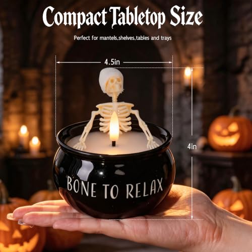 Halloween Skeleton Flameless Candle with Remote - Spooky Skeleton Decoration