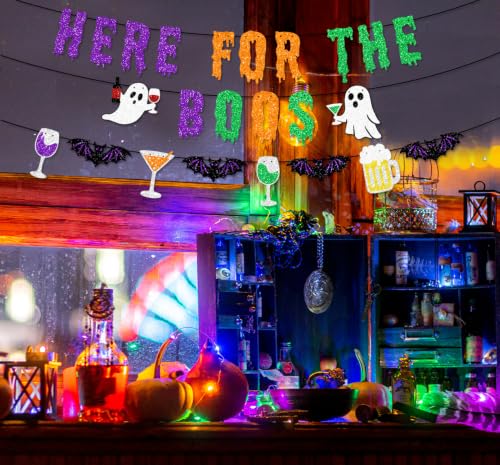 Halloween Party Banner - Glittery Here for The Boos Decorations Set