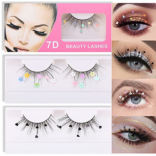 Colorful Sequin False Eyelashes - Dramatic Festival & Holiday Style, Reusable 7D Fluffy Curl