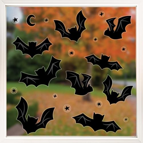 Reusable Halloween Black Bat Window Clings - Set of 3 Sheets Decorations