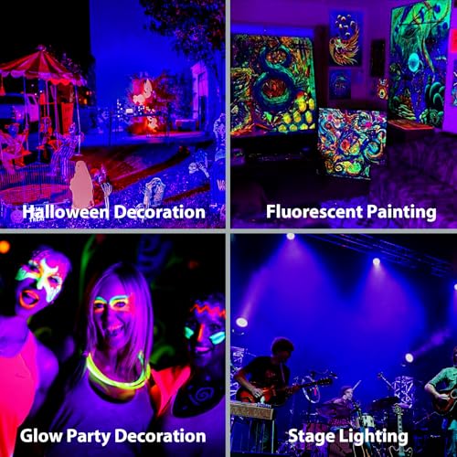 18W Outdoor Black Light Spotlight IP65 Waterproof for Glow Parties & Decorations - 3 Pack