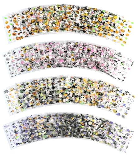 Halloween Nail Stickers Set - 60 Self-Adhesive Nail Decals with Charms