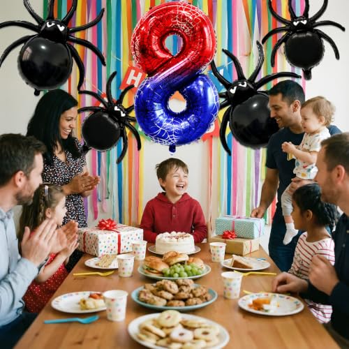 Spider 8th Birthday Balloon Decorations - Number 8 Friends Party Arch Kit - Variation 8