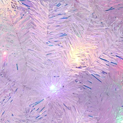 5ft 11in White Christmas Tree with 250 LED Lights & Sturdy Metal Stand - Indoor Outdoor Holiday Decor