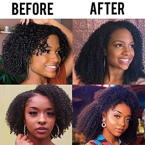 3C 4A Kinky Curly Clip in Hair Extensions Human Hair for Black Women - 8Pcs 18Clips Double Weft Brazilian Remy Human Hair Thick to Ends 120G/4.2oz Natural Black (12 inch)