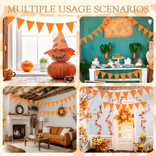 Orange Fall Pennant Banner 42 Pcs Party Flags for Thanksgiving & Halloween