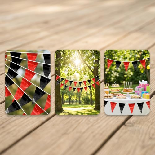 Red Black Glitter Triangle Pennant Banner Set - 32.8FT Outdoor Party Decorations