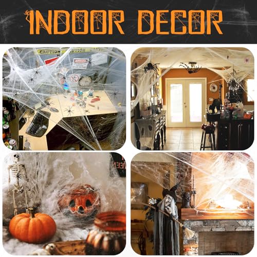 Halloween Spider Web Decorations with 30 Fake Spiders - 1000 sqft Indoor & Outdoor
