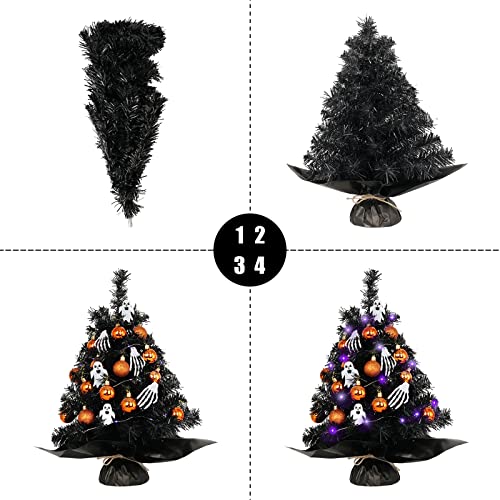 Mini Black Halloween Tree with Purple LED Lights & Ornaments - Variation of THIS listing