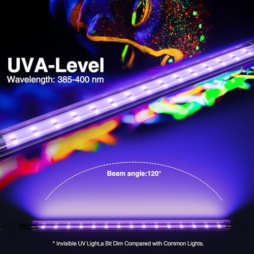 USB Black Light Bars 4 Pack 10W Neon Fluorescent Tapestry Party Halloween Body Paint