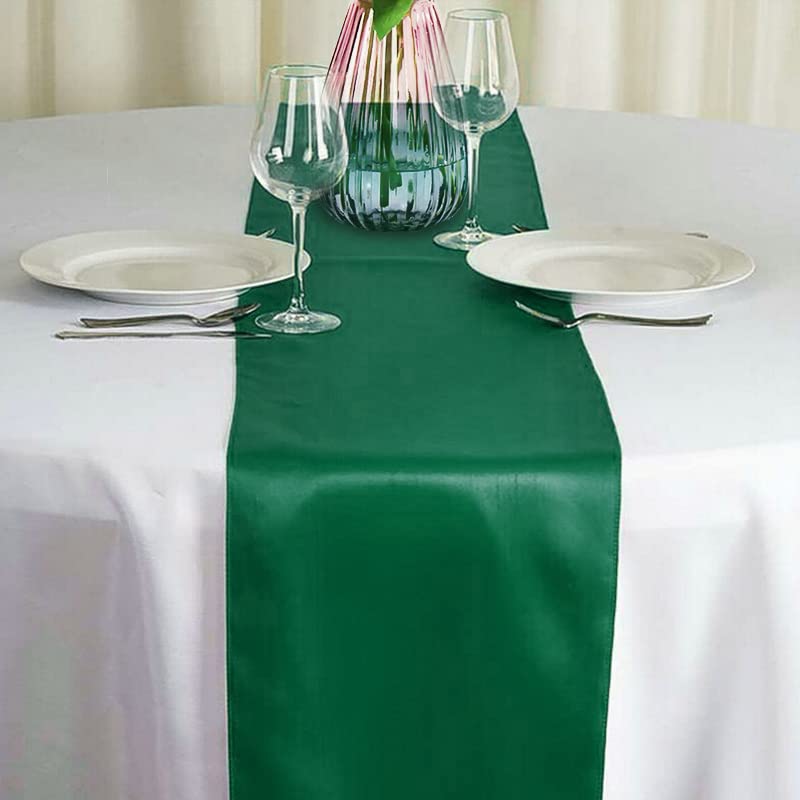 Forest Green Satin Table Runner 12x108 Inches - 12 Pack - Elegant Event Decor