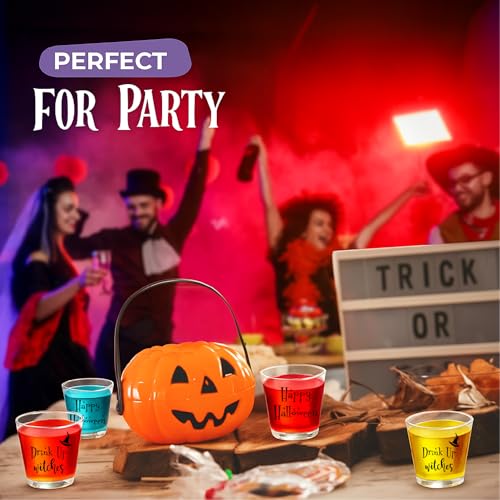 Halloween Shot Glasses Set of 100 - Spooky Plastic Drinkware for Party Decorations