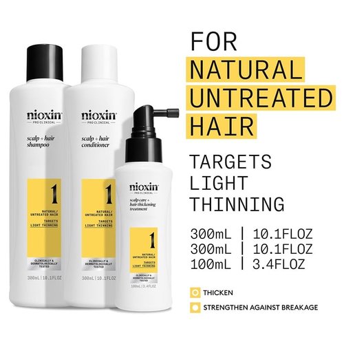 Nioxin Scalp + Hair Thickening System Kits - Strengthen Natural, Colored & Damaged Hair | 3 Month Supply with Niacinamide & Biotin
