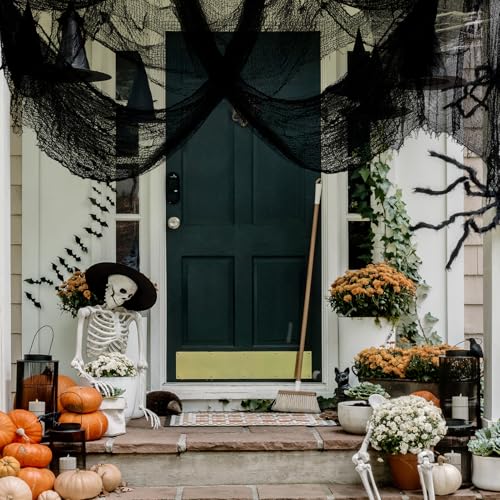 80x400 Inch Large Black Creepy Cloth Halloween Decorations - Pack of 1