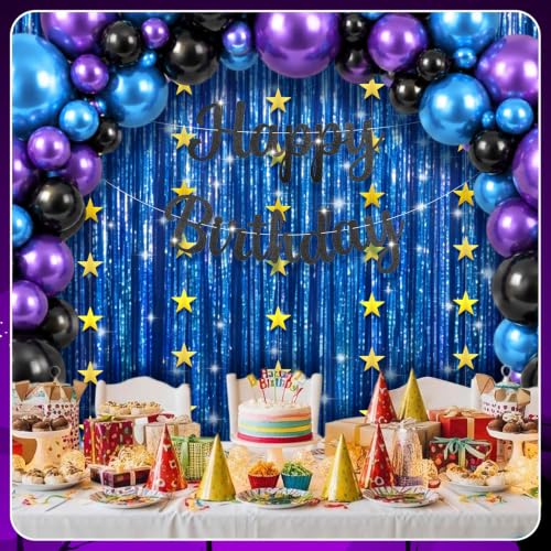 Halloween Balloon Garland Kit with Banner & Tinsel Backdrop - Spooky Party Decorations