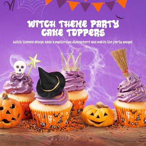 Witch Theme Cake Decorations Set - 44 Pcs Halloween Party Cupcake Toppers