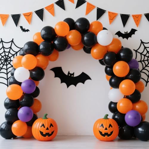 Halloween Balloons Set - 110 Black and Orange Party Balloons - Orange Variation
