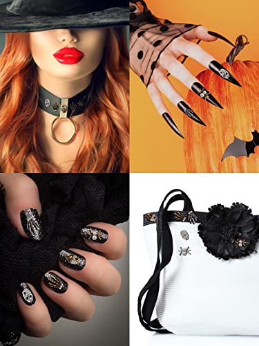 Halloween Nail Art Charms Set - Skull Spider Skeleton Hands, 60 Pieces, Variation Pattern-1