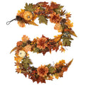 Fall Garland with Maple Leaves, Pumpkins & Pine Cones - Style 1 - 6 Ft Autumn Decor